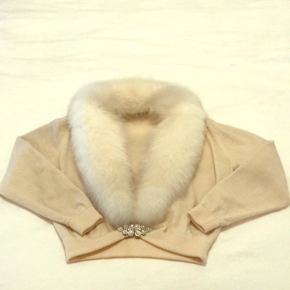 Vintage fox fur collar cardigan